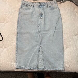 Lucky Brand Light Blue Denim Midi Skirt with Front Slit